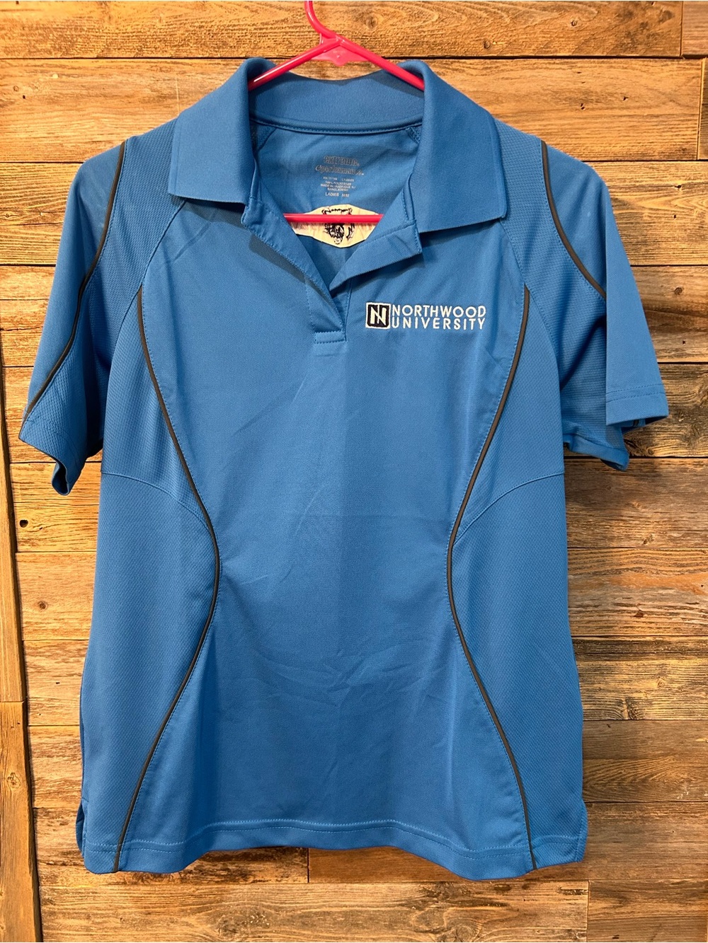 Northwood University Blue Women’s Polo Shirt with Black Piping - size M